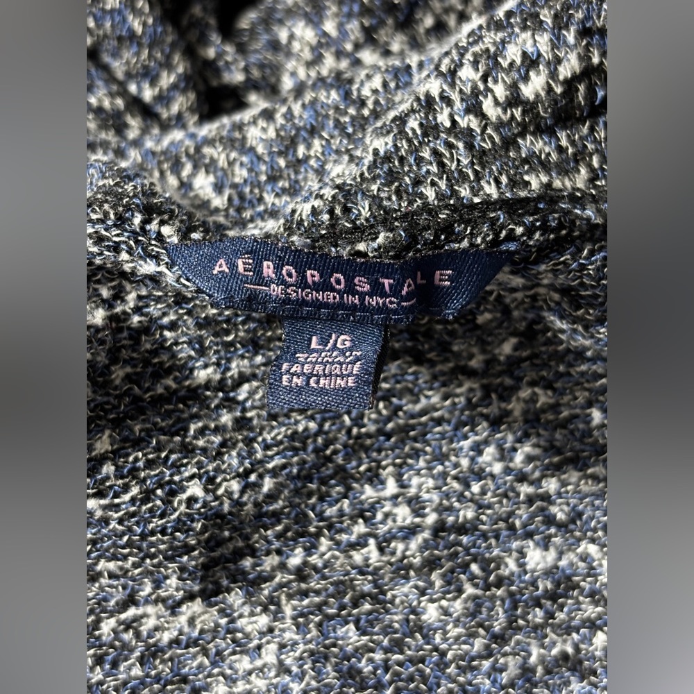 Aeropostale Black / Blue and White High Low Open Front Cardigan Size L/G - Picture 5 of 5